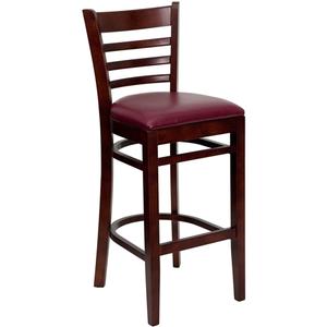 Flash Furniture XU-DGW0005BARLAD-MAH-BURV-GG Hercules Mahogany Ladder Back Barstool w Burgundy Vinyl Seat