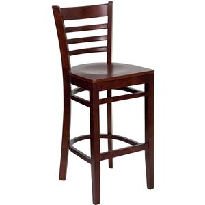 Flash Furniture XU-DGW0005BARLAD-MAH-GG Hercules Barstool w/ Mahogany Wood Ladder Back & Seat
