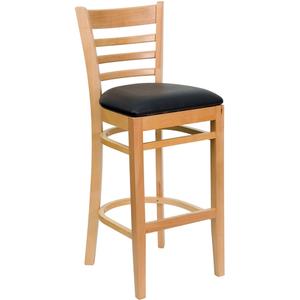 Flash Furniture XU-DGW0005BARLAD-NAT-BLKV-GG Hercules Natural Ladder Back Barstool w/ Black Vinyl Seat