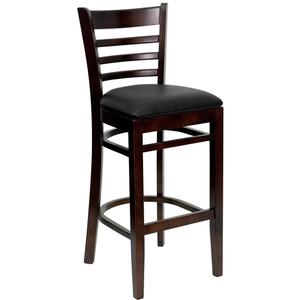 Flash Furniture XU-DGW0005BARLAD-WAL-BLKV-GG Hercules Walnut Ladder Back Barstool w/ Black Vinyl Seat