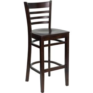 Flash Furniture XU-DGW0005BARLAD-WAL-GG Hercules Barstool w/ Walnut Wood Ladder Back & Seat