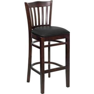 Flash Furniture XU-DGW0008BARVRT-WAL-BLKV-GG Hercules Walnut Vertical Back Barstool w/ Black Vinyl Seat