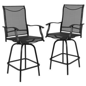 Flash Furniture 2-ET-SWVLPTO-30-BK-GG Black Mesh Bar Height Patio Swivel Stool - Set of 2