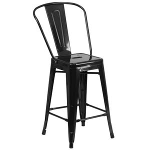 Flash Furniture CH-31320-24GB-BK-GG 24in H Black Counter Height Vertical Slat Back Bar Stool 