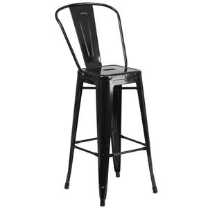 Flash Furniture CH-31320-30GB-BK-GG 30in H Black Curved Vertical Slat Back Metal Bar Stool 