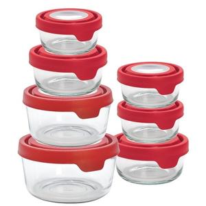 Anchor Hocking 13119L20R Premium Round Glass Food Storage Set - 15 Pieces 