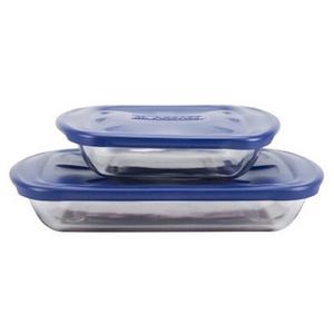 Anchor Hocking 82583L20 Essentials Glass Bakeware Bundle with Navy Lids - 4 Pieces 