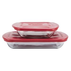 Anchor Hocking 91036L20 Essentials Glass Bakeware Bundle with Cherry Lids - 4 Pieces 