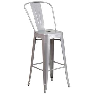 Flash Furniture CH-31320-30GB-SIL-GG 30" H Silver Curved Vertical Slat Back Metal Bar Stool