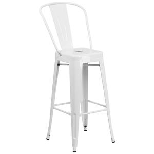 Flash Furniture CH-31320-30GB-WH-GG 30" H White Curved Vertical Slat Back Metal Bar Stool