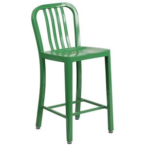 Flash Furniture CH-61200-24-GN-GG 24" H Green Vertical Slat Back Steel Bar Stool