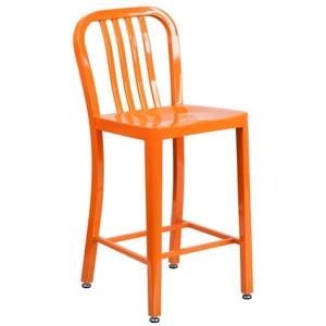 Flash Furniture CH-61200-24-OR-GG 24" H Orange Vertical Slat Back Steel Bar Stool