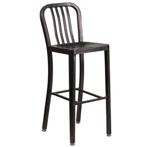 Flash Furniture CH-61200-30-BQ-GG 30" H Black and Gold Vertical Slat Back Metal Bar Stool