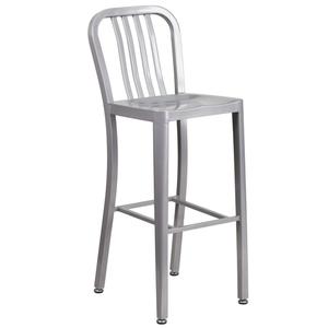 Flash Furniture CH-61200-30-SIL-GG 30"H Silver Vertical Slat Back Metal Bar Stool
