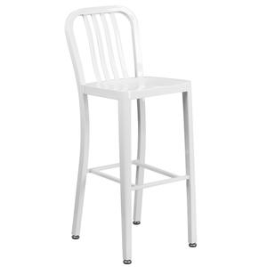 Flash Furniture CH-61200-30-WH-GG 30"H White Vertical Slat Back Metal Bar Stool