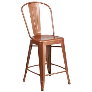 Flash Furniture ET-3534-24-POC-GG 24"H Copper Curved Slat Back Metal Barstool