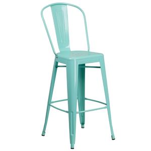 Flash Furniture ET-3534-30-MINT-GG 30"H Mint Curved Slat Back Metal Barstool