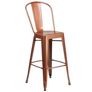 Flash Furniture ET-3534-30-POC-GG 30"H Copper Curved Slat Back Metal Barstool