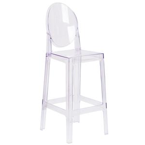 Flash Furniture OW-GHOSTBACK-24-GG Ghost 24"H Oval Back Transparent Crystal Counter Stool 