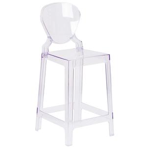 Flash Furniture OW-TEARBACK-24-GG Ghost 24"H Tear Back Transparent Crystal Counter Stool