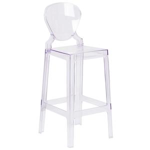 Flash Furniture OW-TEARBACK-29-GG Ghost 29"H Tear Back Transparent Crystal Bar Stool