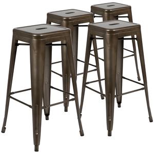 Flash Furniture 4-ET-31320-30-GN-R-GG Cierra 30"H Gray Metal Indoor Stacking Bar Stool - Set of 4