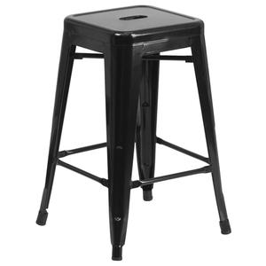 Flash Furniture CH-31320-24-BK-GG 24"H Backless Black Metal Counter Height Barstool