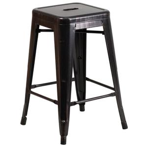Flash Furniture CH-31320-24-BQ-GG 24"H Backless Back & Gold Metal Counter Height Barstool
