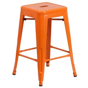 Flash Furniture CH-31320-24-OR-GG 24"H Backless Orange Metal Counter Height Barstool