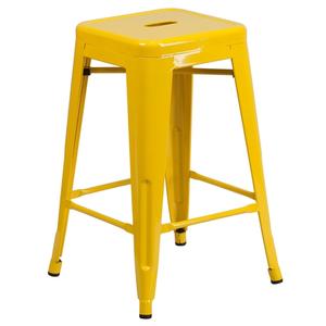 Flash Furniture CH-31320-24-YL-GG 24"H Backless Yellow Metal Counter Height Barstool