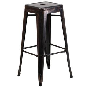Flash Furniture CH-31320-30-BQ-GG 30"H Backless Black-Antique Gold Metal Barstool