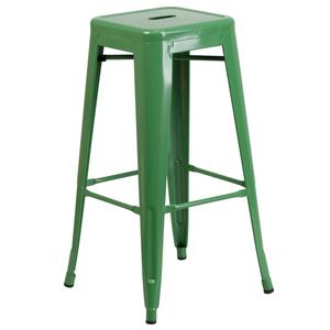 Flash Furniture CH-31320-30-GN-GG 30"H Backless Green Metal Barstool