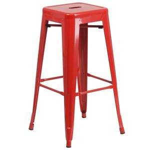 Flash Furniture CH-31320-30-RED-GG 30"H Backless Red Metal Barstool