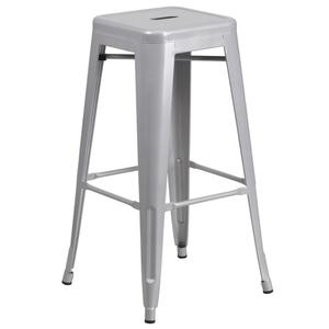 Flash Furniture CH-31320-30-SIL-GG 30"H Backless Silver Metal Barstool