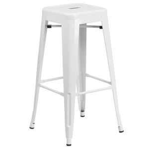 Flash Furniture CH-31320-30-WH-GG 30"H Backless White Metal Barstool