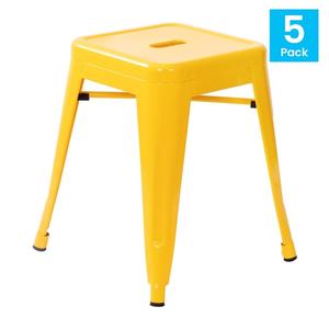 Flash Furniture ET-BT3503-18-YL-GG Kai 18"H Yellow Indoor Backless Metal Stool - Set of 4