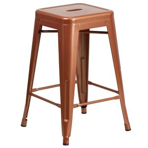 Flash Furniture ET-BT3503-24-POC-GG 24"H Copper Stackable Backless Metal Barstool