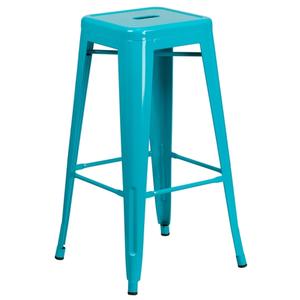 Flash Furniture ET-BT3503-30-CB-GG 30"H Crystal Blue Stackable Backless Metal Barstool