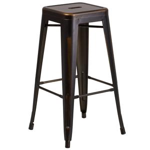 Flash Furniture ET-BT3503-30-COP-GG 30"H Distressed Copper Stackable Backless Metal Barstool