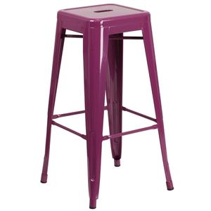 Flash Furniture ET-BT3503-30-PUR-GG 30"H Purple Stackable Backless Metal Barstool