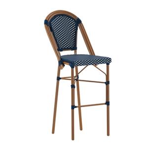 Flash Furniture SDA-AD642001-BS-NVYWH-NAT-GG Bordeaux 30"H Navy/White & Bamboo Finish French Bistro Stool