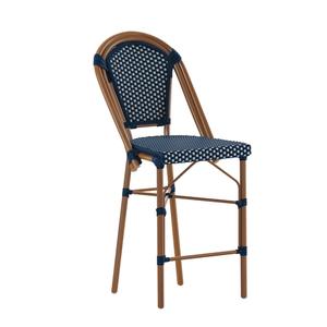 Flash Furniture SDA-AD642001-CS-NVYWH-NAT-GG Bordeaux 26"H Navy/White & Bamboo Finish French Bistro Stool