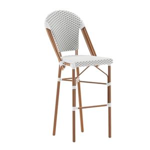 Flash Furniture SDA-AD642001-F-BS-WHGY-NAT-GG Lourdes 30"H White/Gray & Bamboo Finish French Bistro Stool