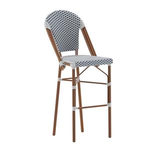 Flash Furniture SDA-AD642001-F-BS-WHNVY-NAT-GG Lourdes 30"H White/Navy & Bamboo Finish French Bistro Stool