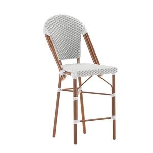 Flash Furniture SDA-AD642001-F-CS-WHGY-NAT-GG Lourdes 26"H White/Gray & Bamboo Finish French Bistro Stool