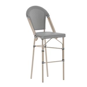 Flash Furniture SDA-AD642107-BS-BLKWH-LTNAT-GG Marseille 30"H Black/White & Bamboo French Bistro Stool