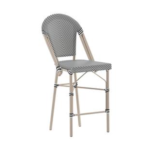 Flash Furniture SDA-AD642107-CS-BLKWH-LTNAT-GG Marseille 26"H Black/White & Bamboo French Bistro Stool