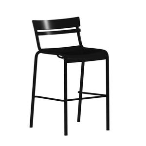 Flash Furniture XU-CH-10318-B-BK-GG Nash Slatted Back and Seat Black Metal Stacking Barstool