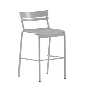 Flash Furniture XU-CH-10318-B-SIL-GG Nash Slatted Back and Seat Silver Metal Stacking Barstool