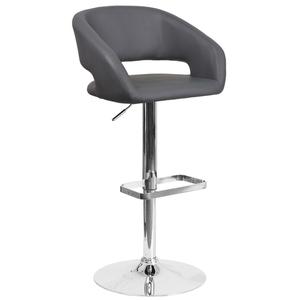 Flash Furniture CH-122070-GY-GG Contemporary Rounded Mid-Back Gray Vinyl Swivel Bar Stool